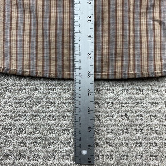 Eddie Bauer Shirt Men Large Tall LT Brown Blue Plaid Button Down DEFECT Stitched - Picture 9 of 10